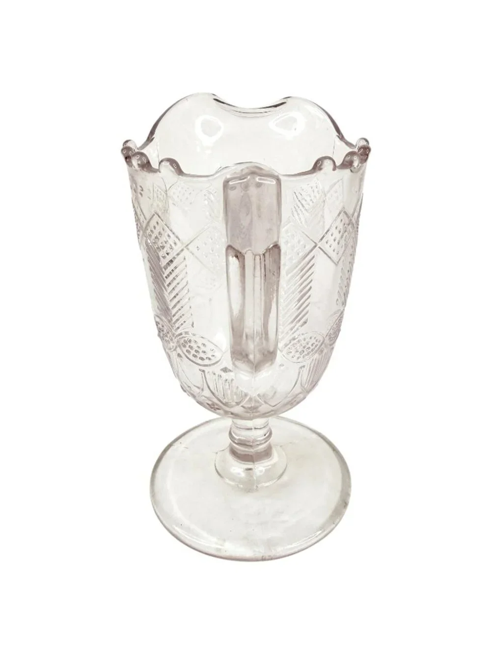 Vintage EAPG Herringbone No 4 Creamer By Belmont Glass Works Clear Small Pitcher